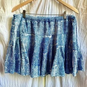 John Robshaw for Lucky 🍀 Blue Flower Block Print Skirt w/ drawstring, S